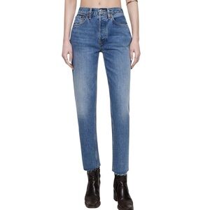 Re/Done High Rise 70’s Stove Pipe Jeans in Medium Vain Wash